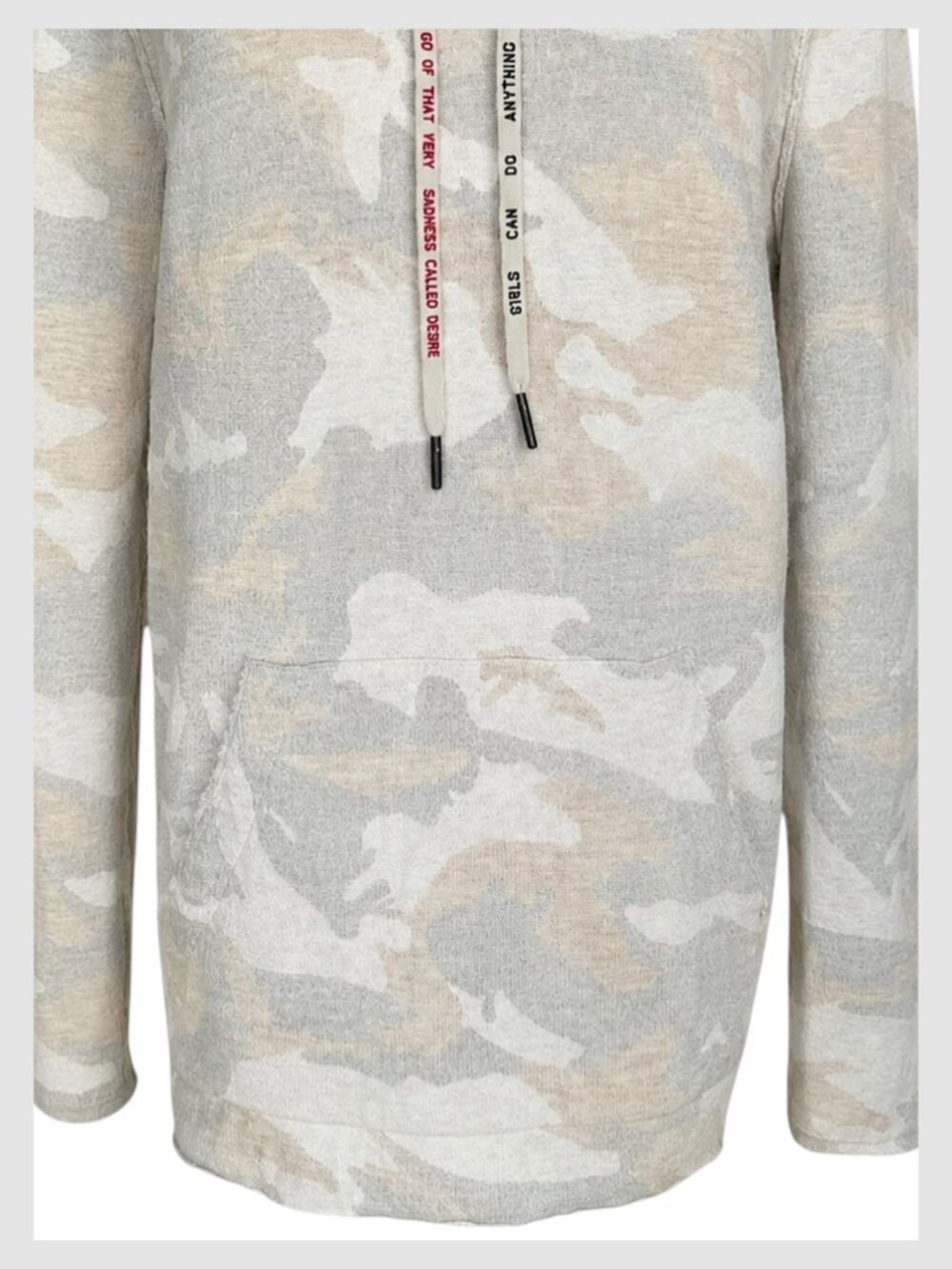 Zadig & Voltaire Camo Hoodie Beige Pullover Front Pocket M - Picture 4 of 10